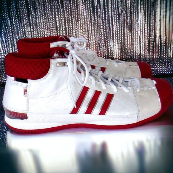 Adidas white/red TS Pro Model Basketball Hi-top sneakers - Picture 1 of 7